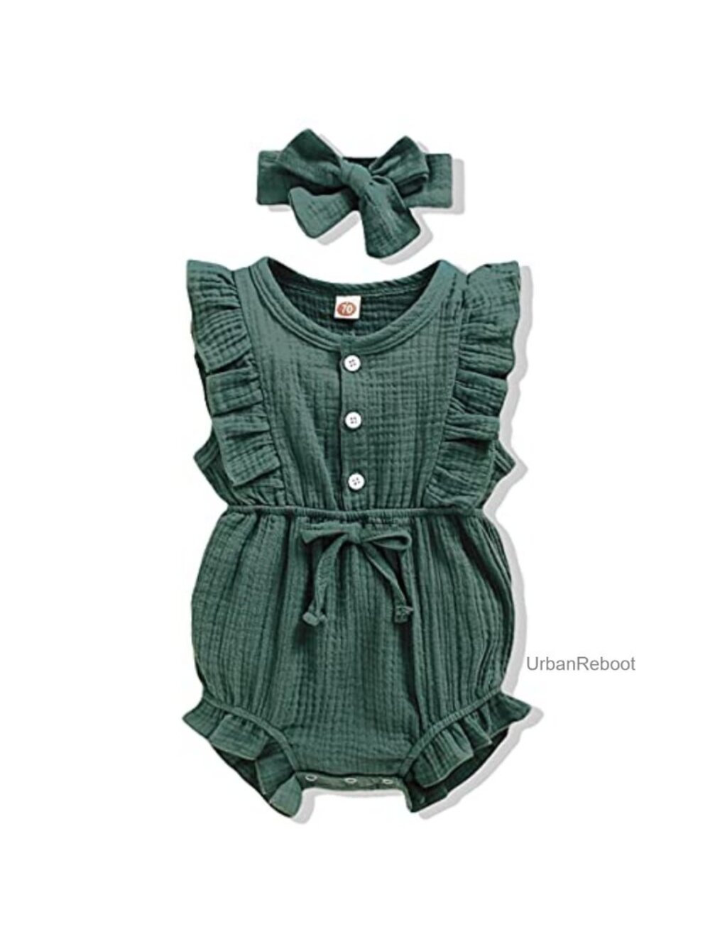 Baby Girl Cotton Romper Sleeveless Ruffle Outfit for Summer